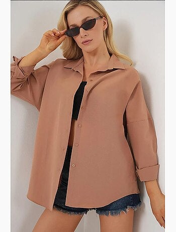 Chemise oversize à motif en popeline avec boutons bdart
