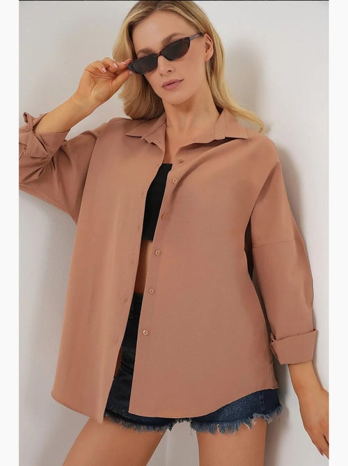 Chemise oversize à motif en popeline avec boutons bdart - Kiabi