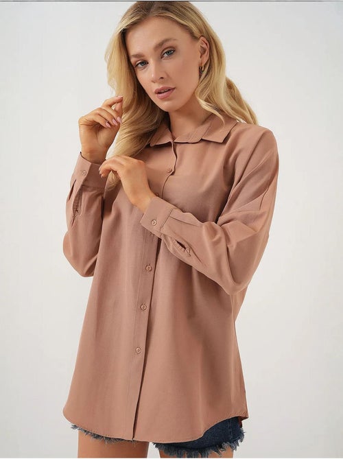 Chemise oversize à motif en popeline avec boutons bdart - Kiabi
