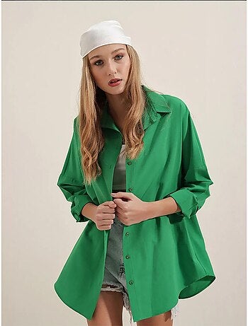 Chemise oversize à motif en popeline avec boutons bdart