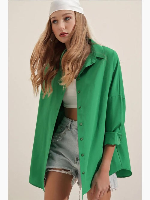 Chemise oversize à motif en popeline avec boutons bdart - Kiabi