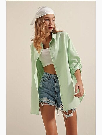 Chemise oversize à motif en popeline avec boutons bdart