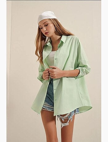 Chemise oversize à motif en popeline avec boutons bdart