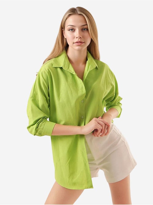 Chemise oversize à motif en popeline avec boutons bdart - Kiabi