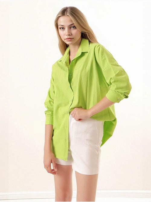 Chemise oversize à motif en popeline avec boutons bdart - Kiabi