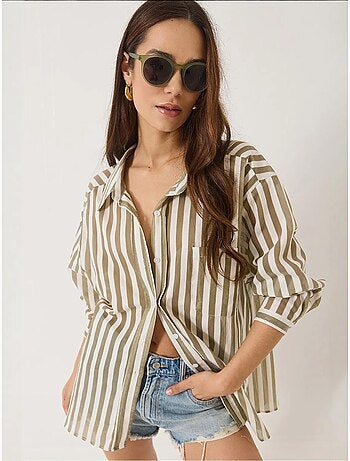 Chemise oversize à rayures et poche unique lucci