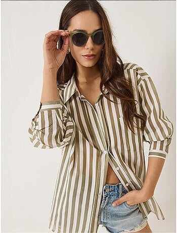 Chemise oversize à rayures et poche unique lucci