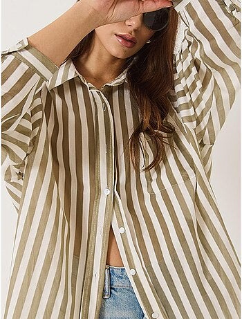 Chemise oversize à rayures et poche unique lucci