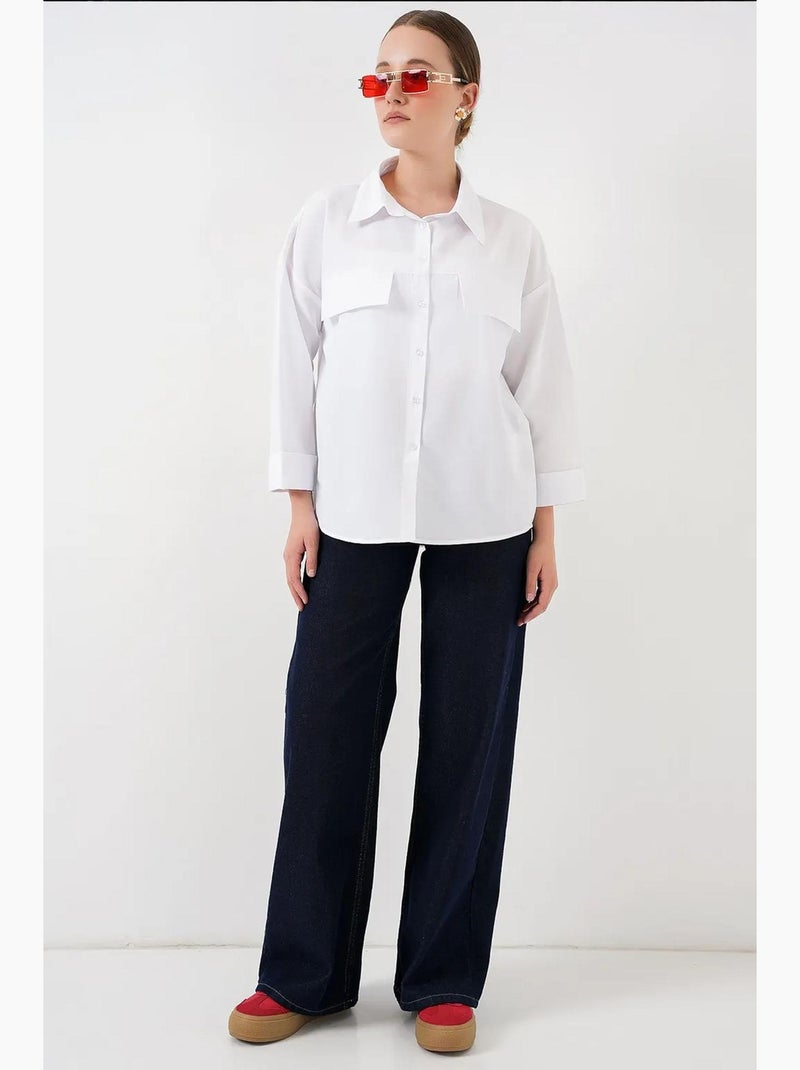 Chemise oversize avec détails de poche bdart Blanc - Kiabi