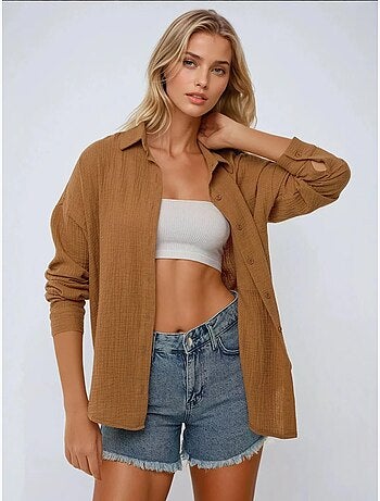 Chemise oversize en coton avec poche hiccup