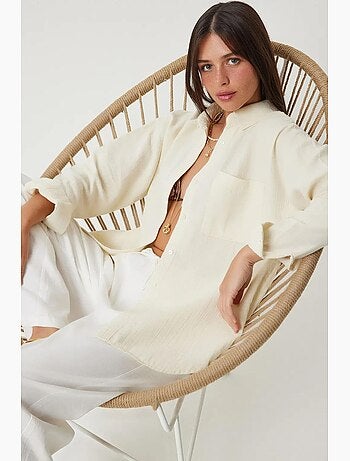 Chemise oversize en coton texturé avec poche istanbul