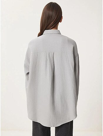 Chemise oversize en coton texturé avec poche istanbul