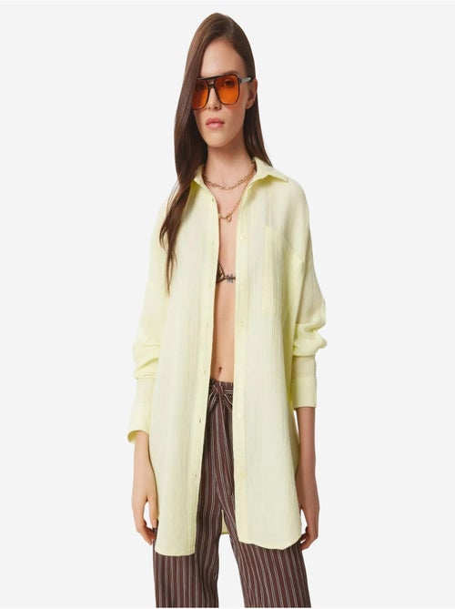 Chemise oversize en coton texturé avec poche istanbul - Kiabi