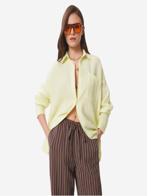 Chemise oversize en coton texturé avec poche istanbul - Kiabi