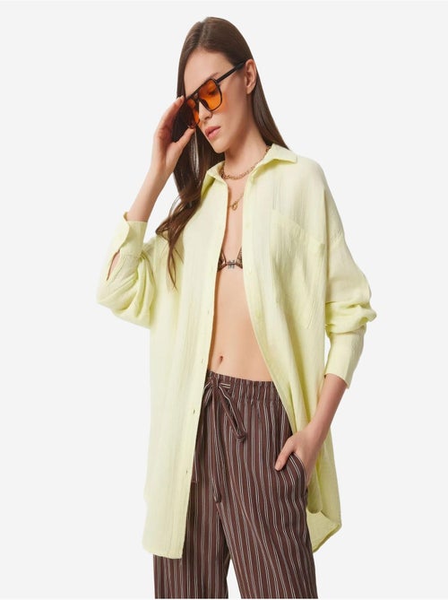 Chemise oversize en coton texturé avec poche istanbul - Kiabi