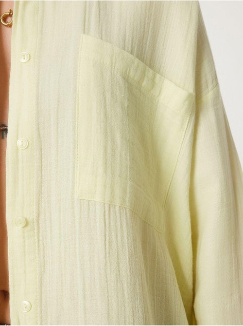 Chemise oversize en coton texturé avec poche istanbul - Kiabi