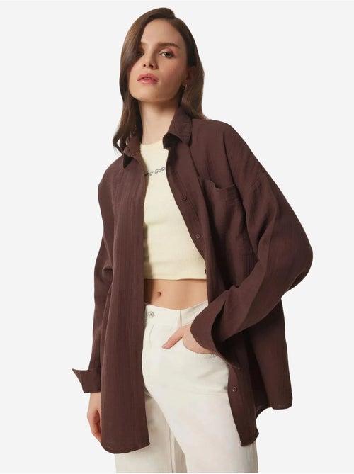 Chemise oversize en coton texturé avec poche istanbul - Kiabi