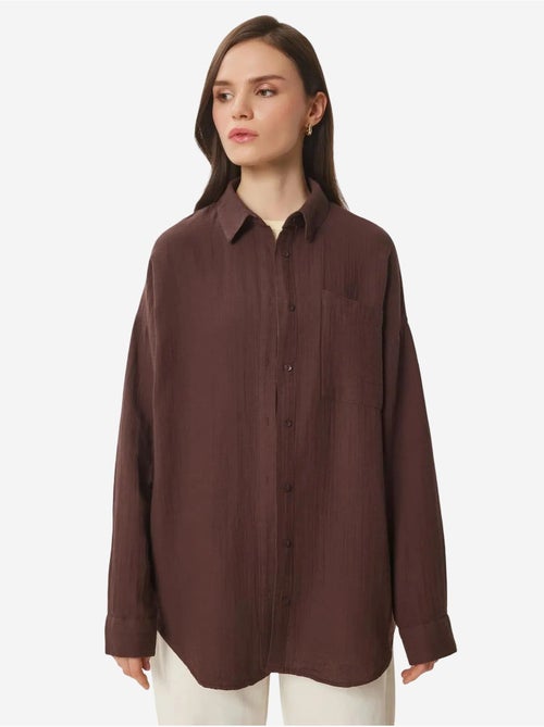 Chemise oversize en coton texturé avec poche istanbul - Kiabi