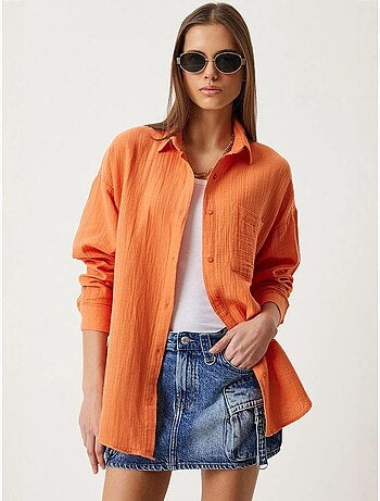 Chemise oversize en coton texturé avec poche istanbul