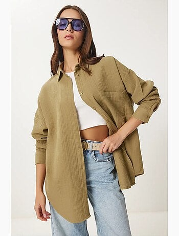 Chemise oversize en coton texturé avec poche istanbul
