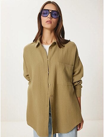 Chemise oversize en coton texturé avec poche istanbul