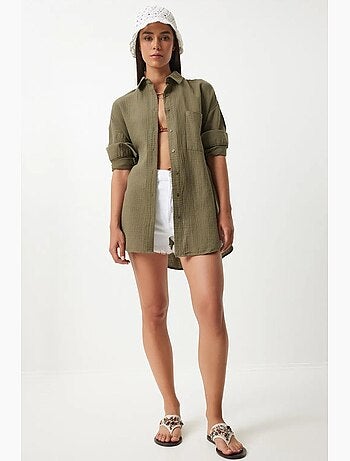 Chemise oversize en coton texturé avec poche istanbul