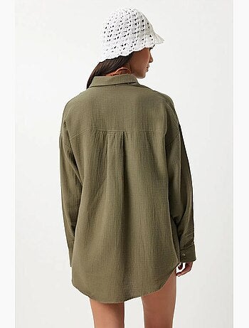 Chemise oversize en coton texturé avec poche istanbul