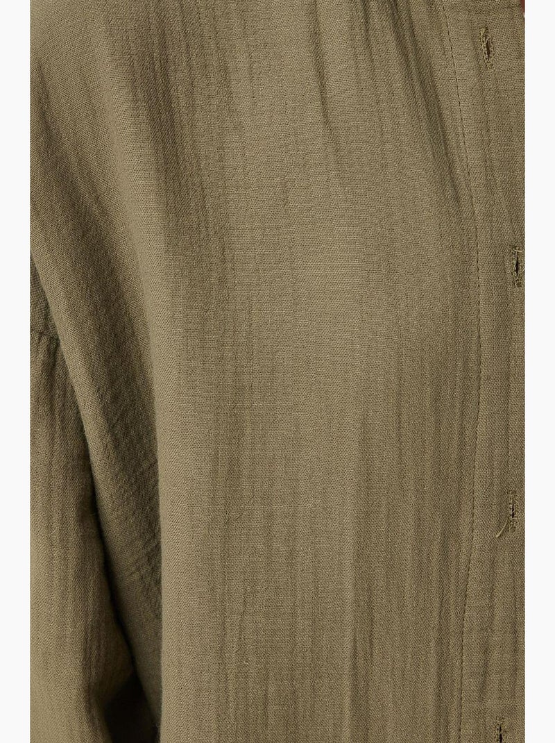 Chemise oversize en coton texturé avec poche istanbul Vert kaki - Kiabi