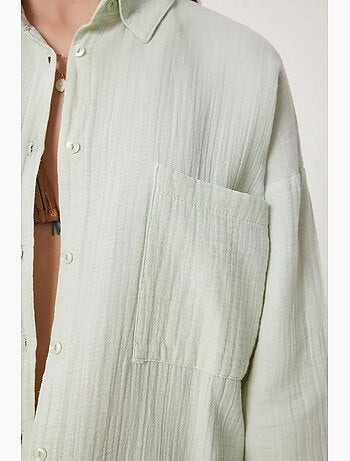 Chemise oversize en coton texturé avec poche istanbul