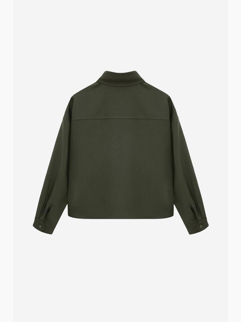 Chemise oversize en crêpe à boutons dilvin Kaki - Kiabi