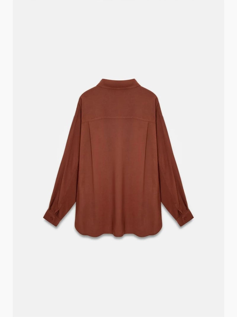 Chemise oversize en crêpe à boutons dilvin Terracotta - Kiabi