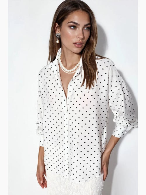 Chemise oversize en crêpe à pois bdart - Kiabi Chemise oversize en crêpe à pois bdart - Kiabi