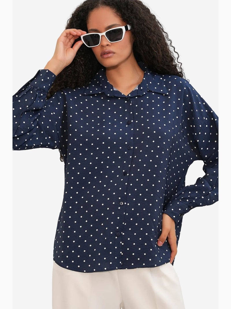 Chemise oversize en crêpe à pois bdart Bleu marine - Kiabi