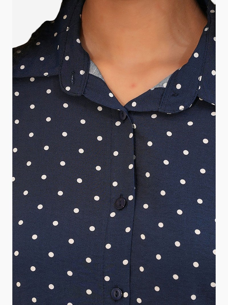 Chemise oversize en crêpe à pois bdart Bleu marine - Kiabi