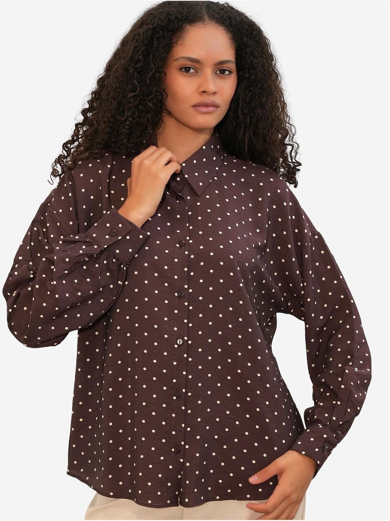 Chemise oversize en crêpe à pois bdart Marron - Kiabi