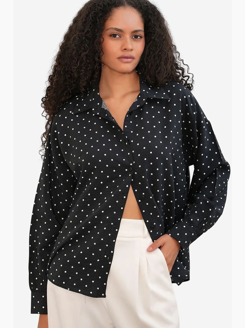 Chemise oversize en crêpe à pois bdart Noir - Kiabi