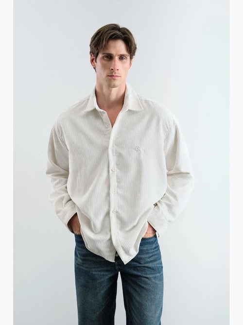 Chemise oversize en gabardine texturée avec fermeture boutonnée giesto - Kiabi