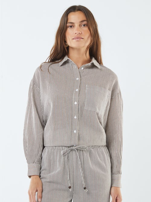 Chemise oversize en lin rayé - Kiabi