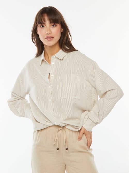 Chemise oversize en lin rayé - Kiabi