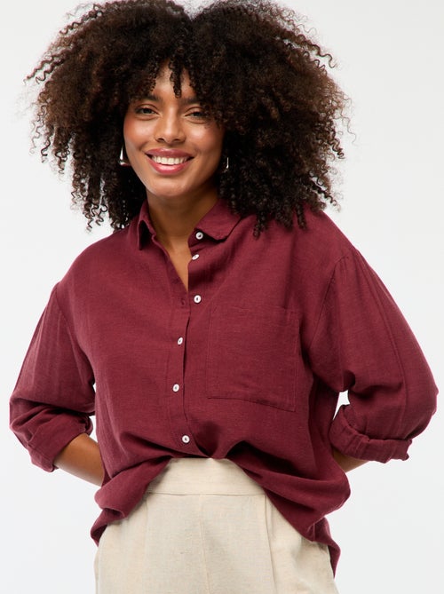 Chemise oversize en lin rayé - Kiabi
