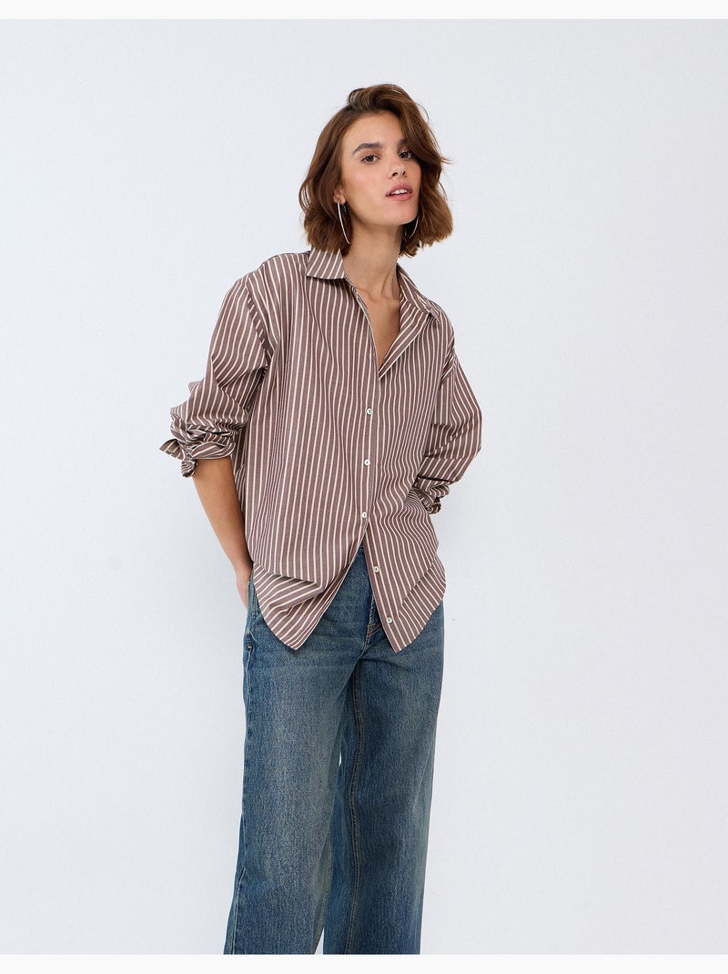 Chemise oversize en popeline, mo fashion Marron - Kiabi