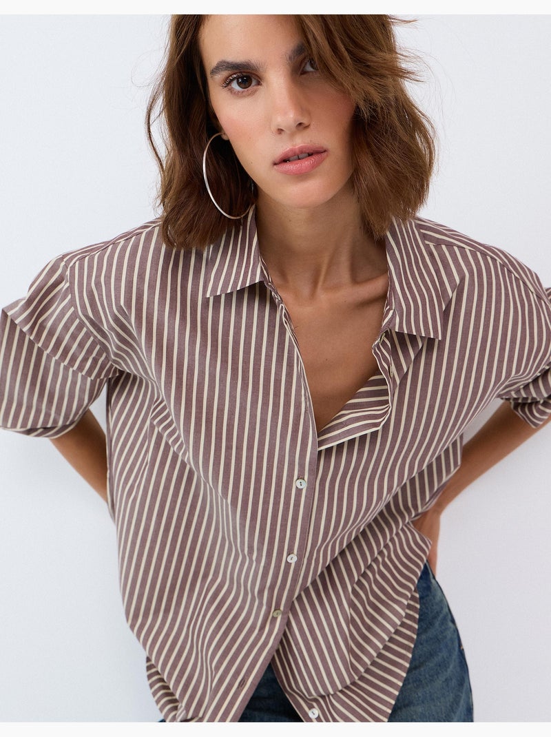 Chemise oversize en popeline, mo fashion Marron - Kiabi