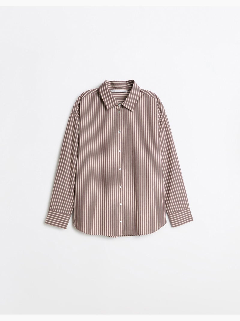Chemise oversize en popeline, mo fashion Marron - Kiabi