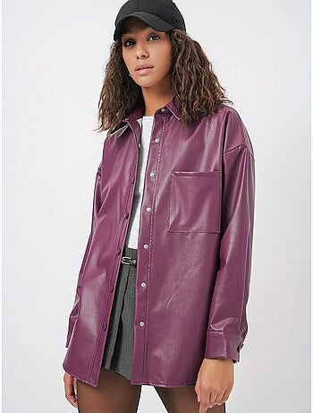 Chemise oversize en similicuir à manches longues et boutons avec poche bdart