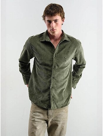 Chemise oversize en velours côtelé à manches longues et boutons giesto
