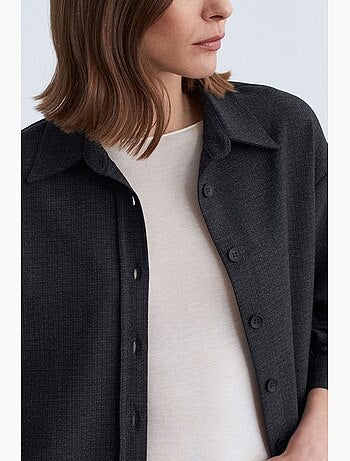 Chemise oversize longue à micro-motif dilvin