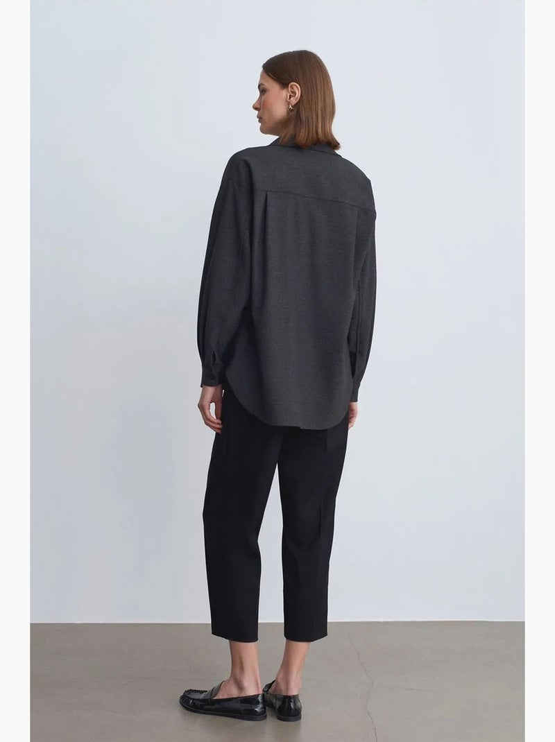 Chemise oversize longue à micro-motif dilvin Gris moyen - Kiabi
