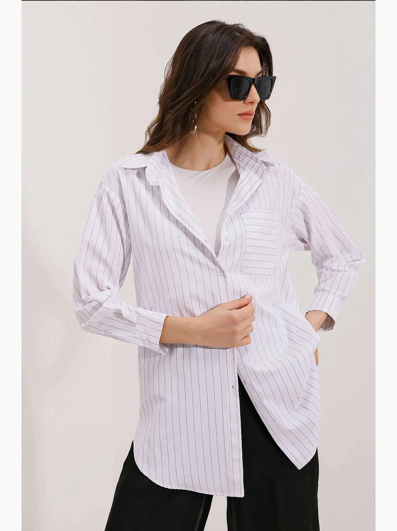 Chemise oversize rayée avec poches bdart Blanc - Kiabi