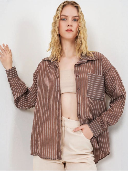 Chemise oversize rayée boutonnée bdart - Kiabi