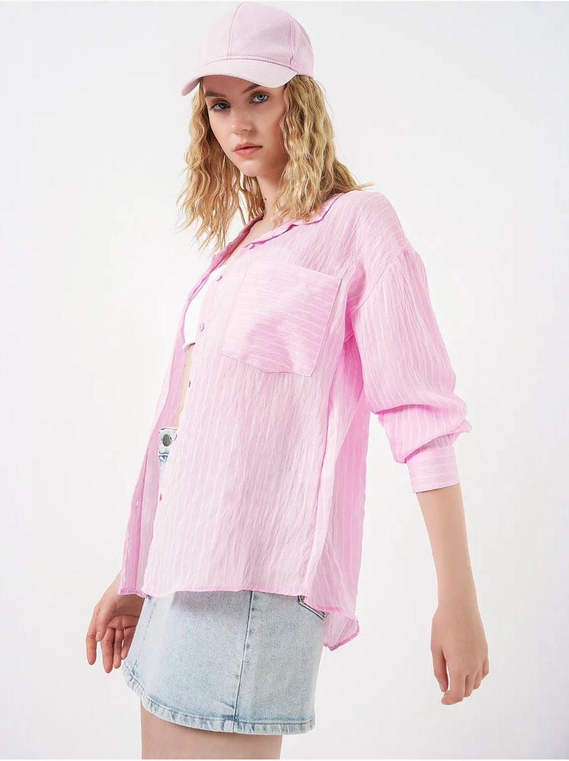 Chemise oversize rayée boutonnée bdart Rose clair - Kiabi
